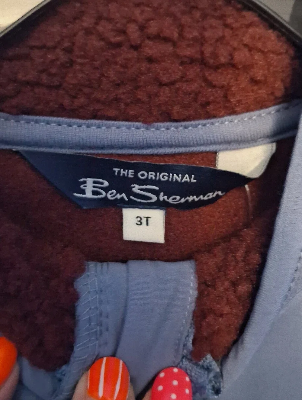 Ben Sherman Toddler Two-Piece Sherpa Set in Brick Red & Dusty Blue